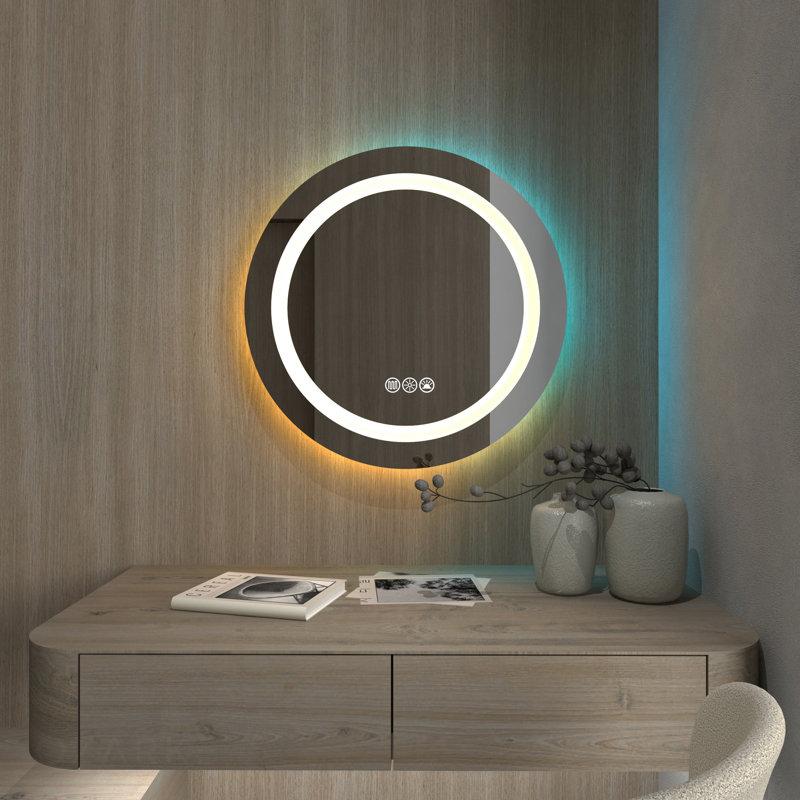 Naiha Aluminium Frame Circle Wall Mirror, 31.5"H x 31.5"W