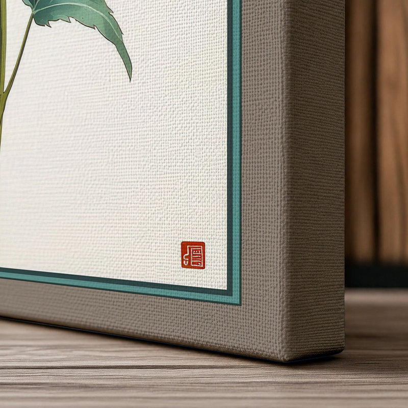 White Daisy Study Botanical - Wrapped Canvas, 24x16 - 61.0 x 40.6 cm, Taupe Border