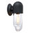 12" 1-Light Black Cylindrical Wall Sconce With Clear Glass Shade-857508999