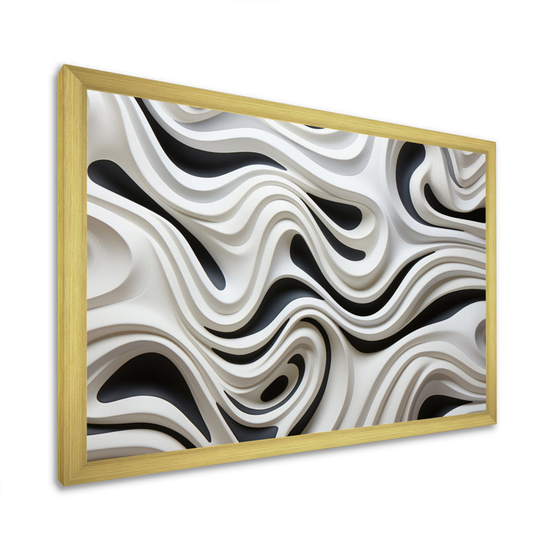 «Black White Opt Optic Symphony I», reproduction sur toile, H 12 po x l 20 po x P 1 po, Encadrement doré