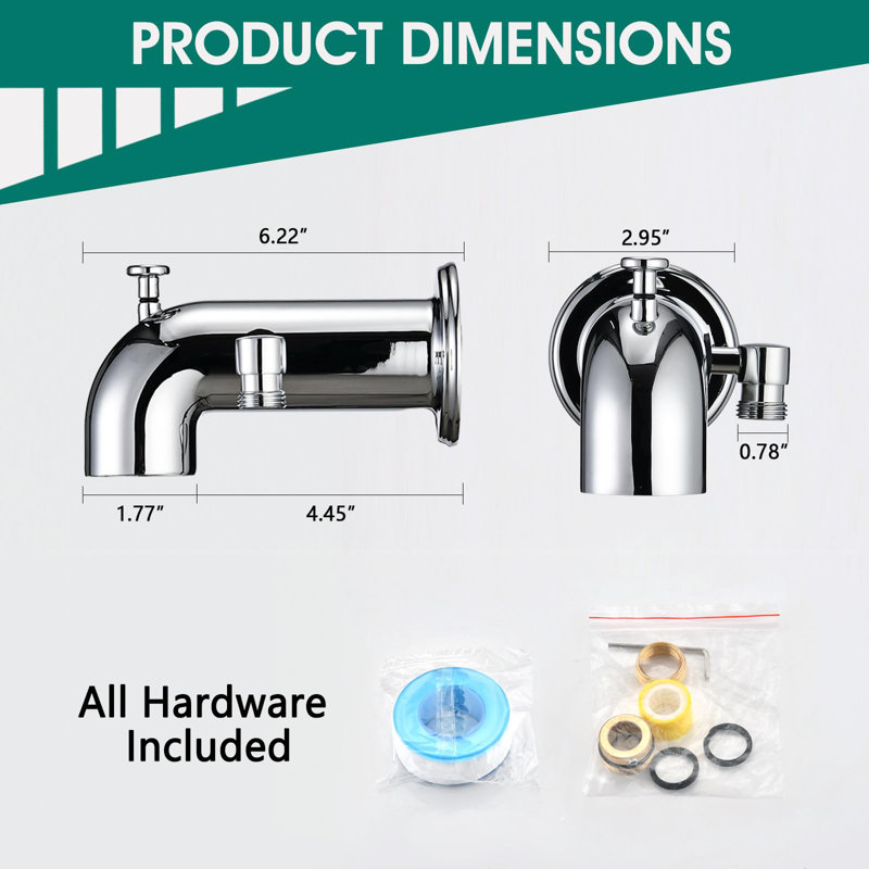 Wall Tub Spout with Diverter, Chrome