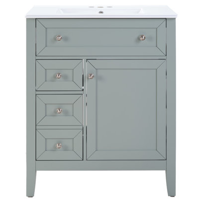 Kokkina 30" Bathroom Vanity Set With Ceramic Sink & Wall-Mounted Medicine Cabinet