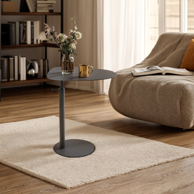 Table End Table,Tray Metal Sofa Side Table, Accent Coffee Table, Waterproof And Anti-Rust Outdoor&Indoor Snack Table (Height Adjustable, White)