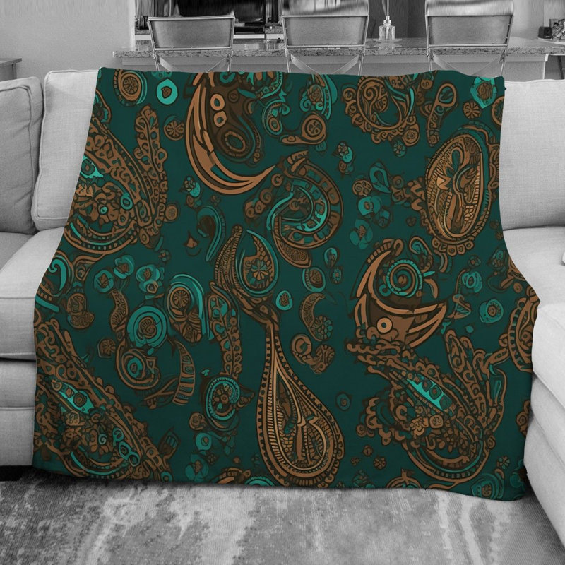 Machine Printed Throw Blanket, 68" W x 80" L, Brown/Green