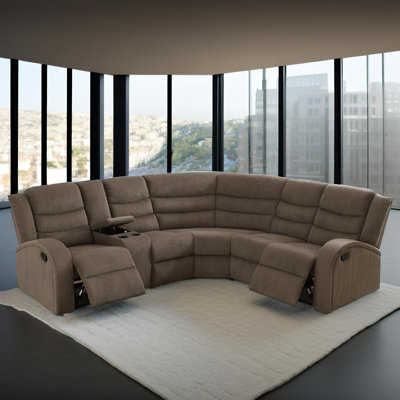 3-Piece Manual Reclining Sectional Sofa With Storage Console,And Cup Holders