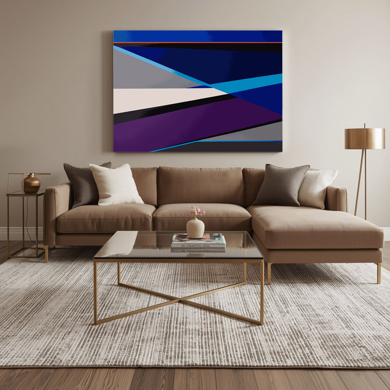 Hard Edge 64 Blue Canvas Wall Art, 12" H x 18" W