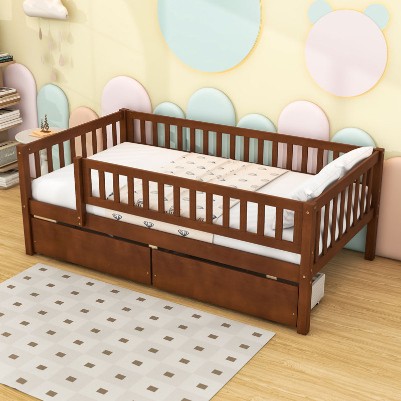Ormond Daybed with Dual Drawers and Slats, Walnut, Twin
