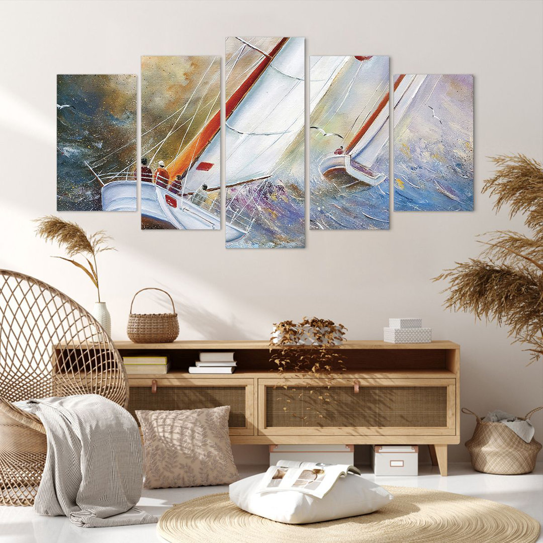 5-tlg. Leinwandbilder-Set Sailboat Image Regatta