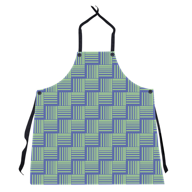 Tablier à rayures nattés classique, Bleu/vert
