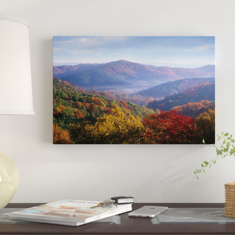 Forêt d'automne à feuilles caduques depuis la Blue Ridge Parkway, Caroline du Nord par Tim Fitzharris - Estampe numérique sur toile tendue