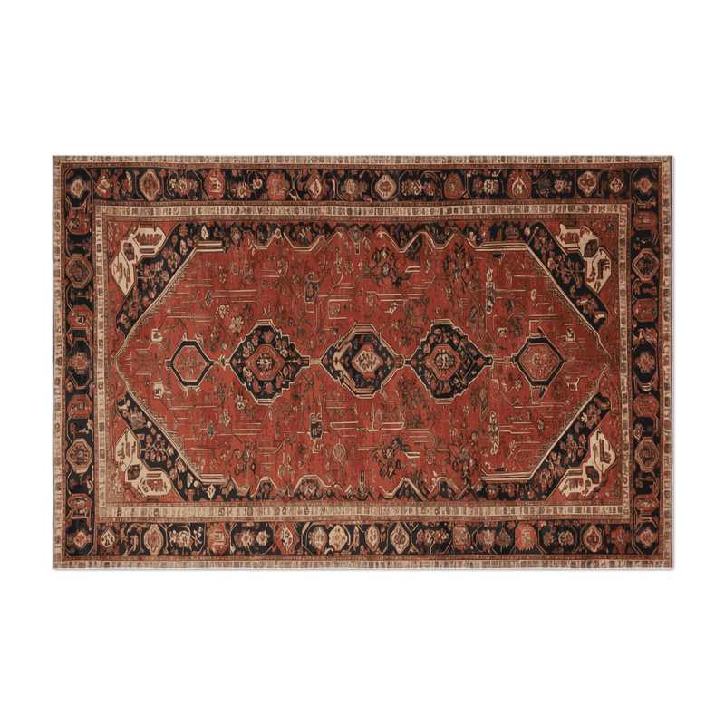 Tapis d'intérieur et d'extérieur brun Persian, Rectangle 9 pi x 12 pi