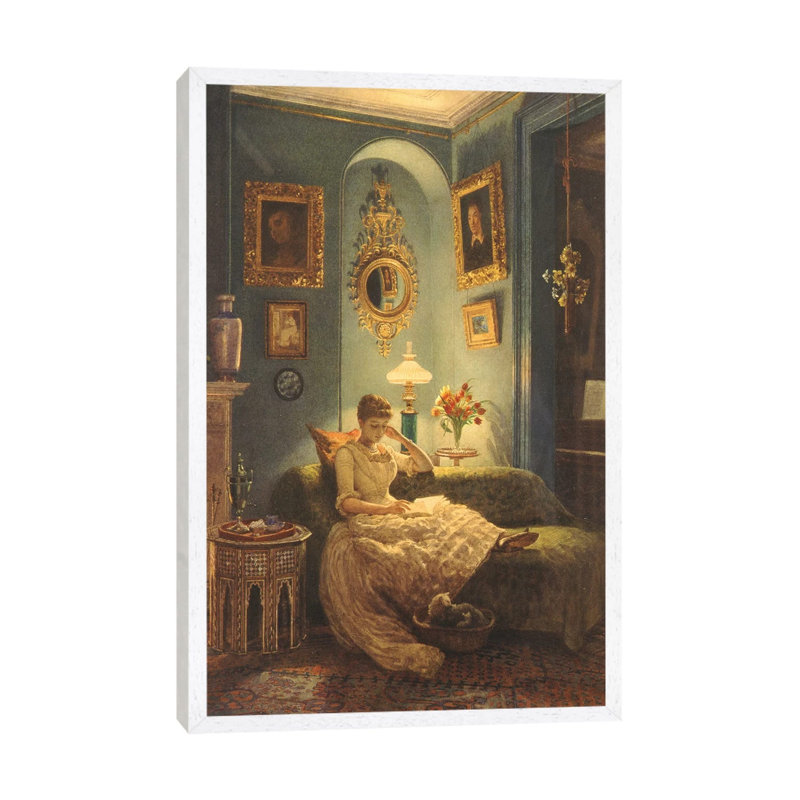 An Evening At Home, 1888 by Edward John Poynter - Painting on Canvas, White Framed, 66.04cm H x 45.72cm W x 3.81cm D