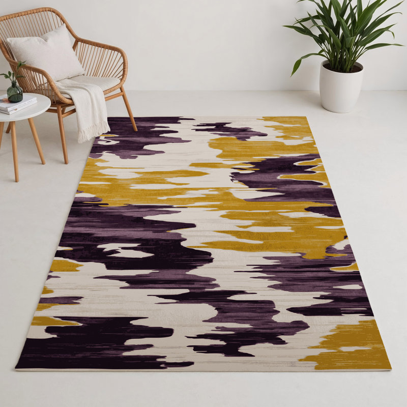 Tapis intérieur et extérieur beige Watercolor, Rectangle 5 pi x 7 pi