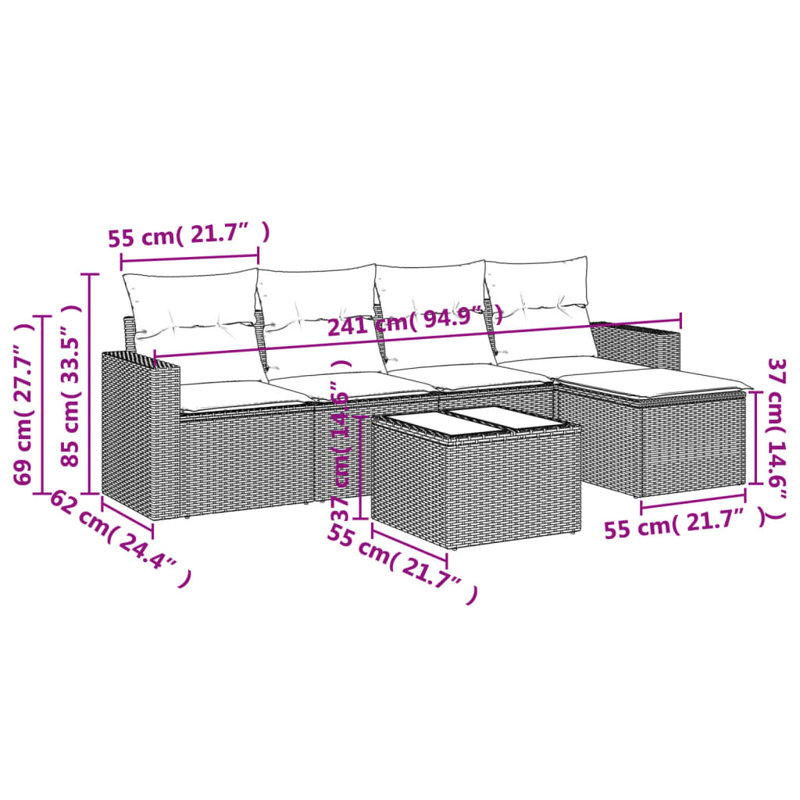 Vidaxl Garden Sofa Set PE Rattan Large Modular Garden Sofa Set