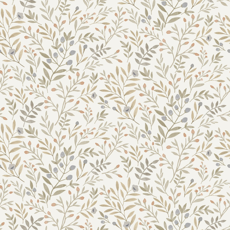 Inia Colection All-Over Leaf Branches Wallpaper Roll, Beige