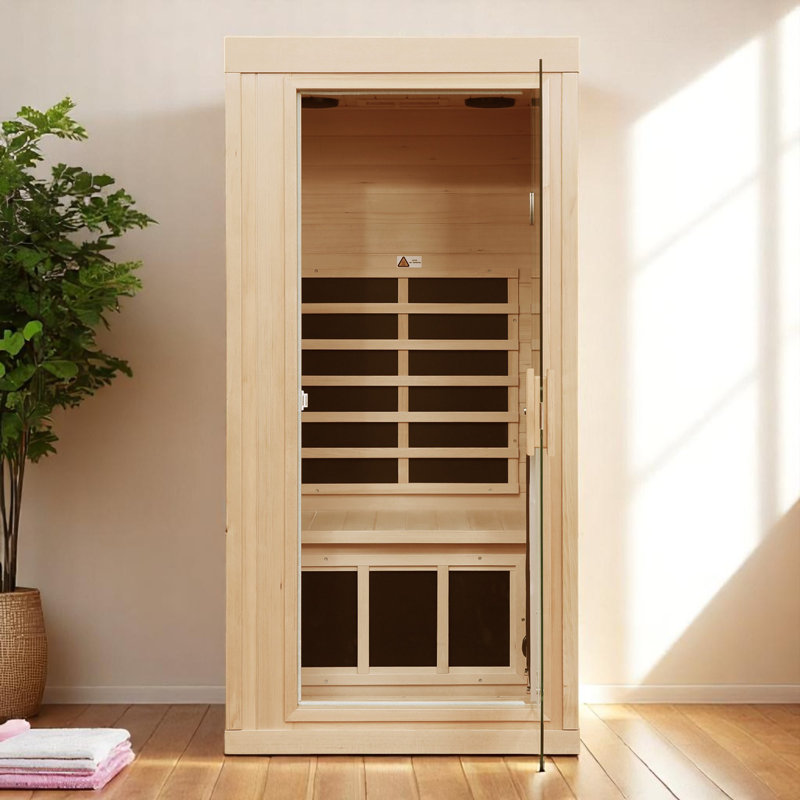 Single Person Bluetooth Compatible Low EMF FAR Infrared Sauna For Indoor Use, Hemlock