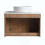 Meuble-lavabo mural avec lavabo d'art en céramique et 2 tablettes de rangement, 2 portes à fermeture douce, contreplaqué