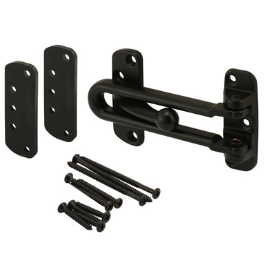 Diecast Security Swing Bar Lock for Hinged Swing-In Doors, 3-7/8 Inch Bar Length by 2-1/2 Inch Height, Matte Black (1 Set) -  Prime-Line, U 11446