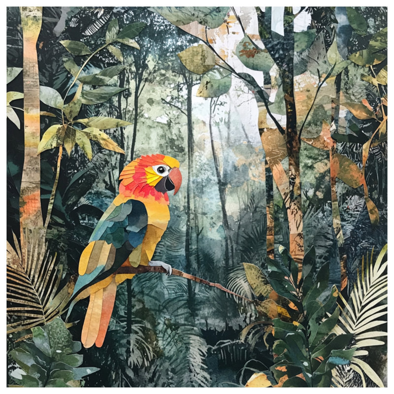 Colorful Parrot In Jungle Double Sided Throw Pillows, 20 x 20 inches