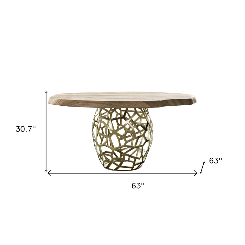 Table de salle à manger 63 po, Brown, H 30,7 po x L 63 po x l 63 po