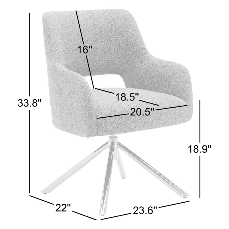 Fauteuil pivotant de 23,6 po Breann, Mélange de polyester gris