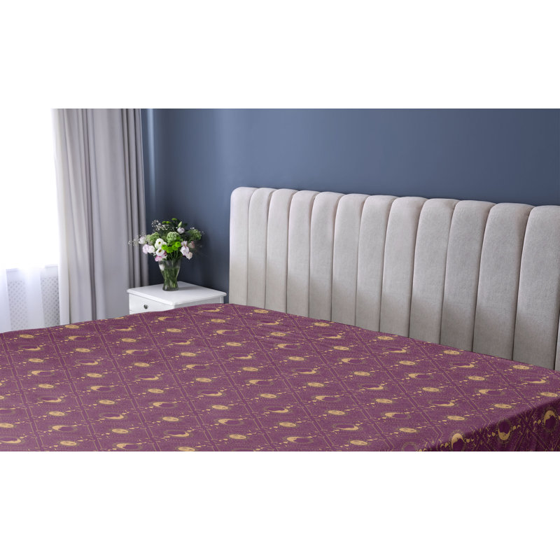Drap-housse Ambesonne Boho soleil et lune nuit bohémienne prune et chameau, Drap-housse de taille simple