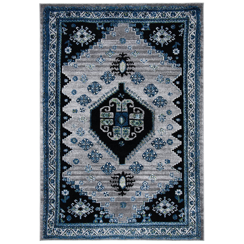 Beige and Black Synthetic Hand-knotted 4' x 6' Oriental Rug