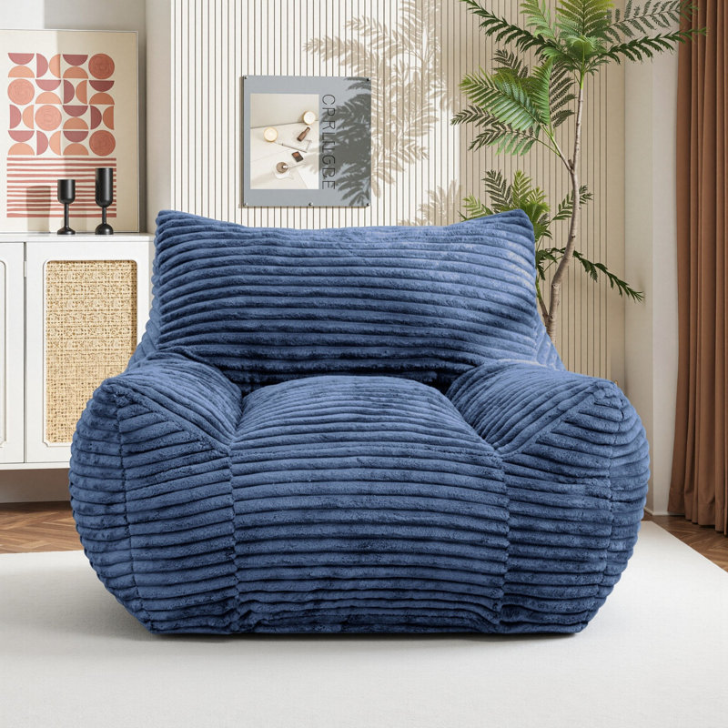 Fauteuil à billes en velours côtelé Compression, Velours côtelé bleu