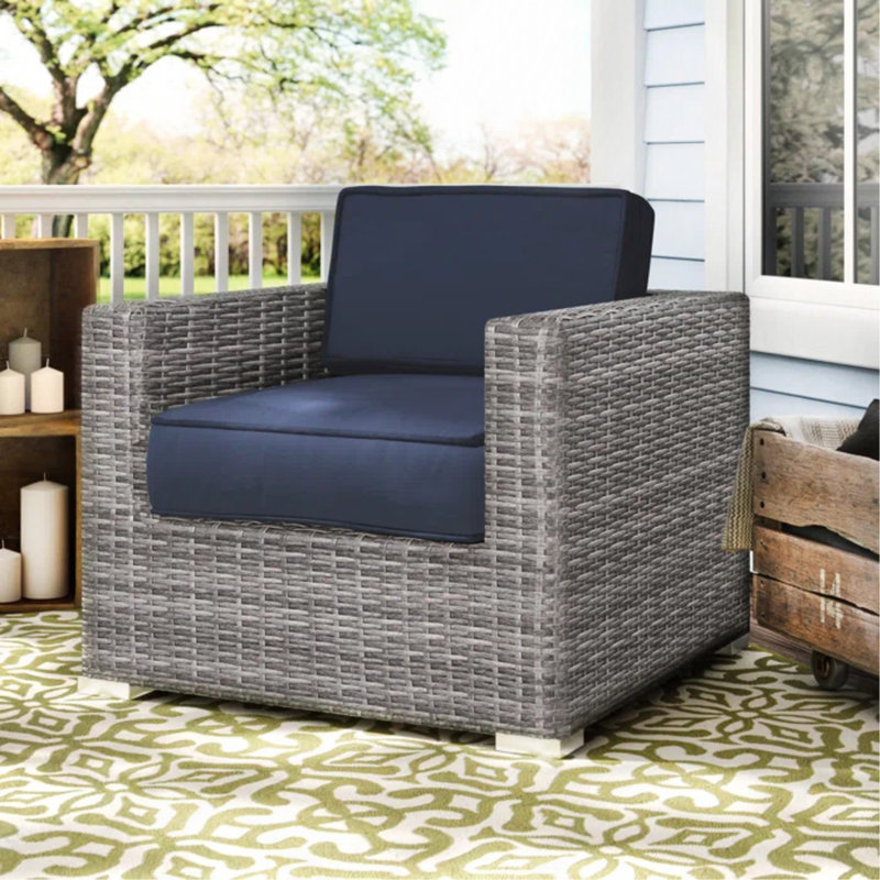 Wicker Club Chair Grey