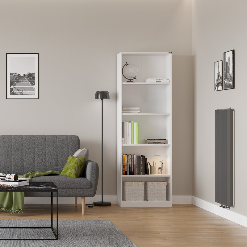 Modern White Bookshelf with Numerous Shelves, 25.2 x 71.6 x 10.2 Inches | 100% Melamine Coated Particle Board, Wall-Mountable Design | Stylish & Functional Storage for Home & Office, Elegant Solid Color