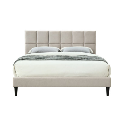 Gray Queen Sized Bed In A Carton - Charging, Squares Headboard Box With Charge