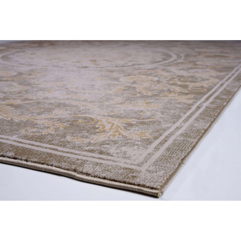 Tapis beige à motif floral Nauman, Rectangle 8 pi x 10 pi
