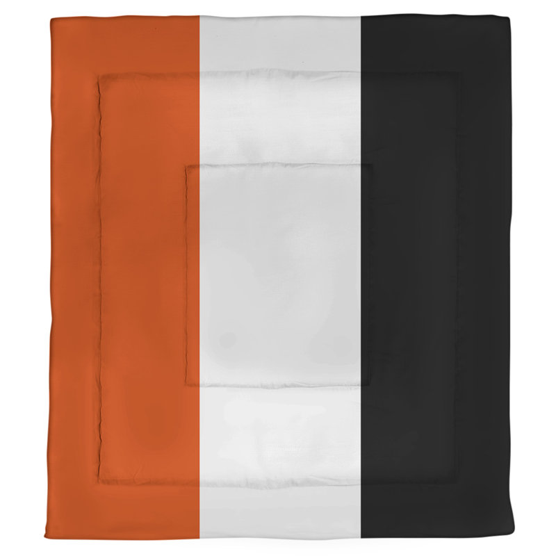 Édredon réversible simple en microfibre College Stripes Oregon Corvallis, Orange / blanc, Édredon grand