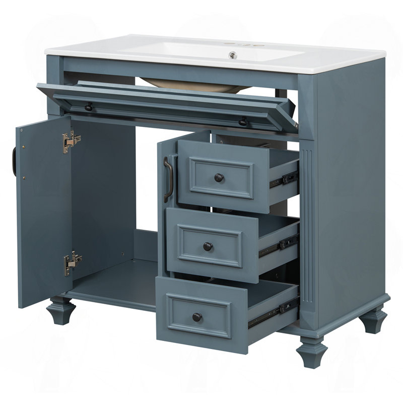Meuble-lavabo 36 po avec lavabo, Bleu