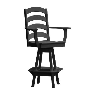  Chaise pivotante en poly composite avec accoudoirs Ladderback, noir