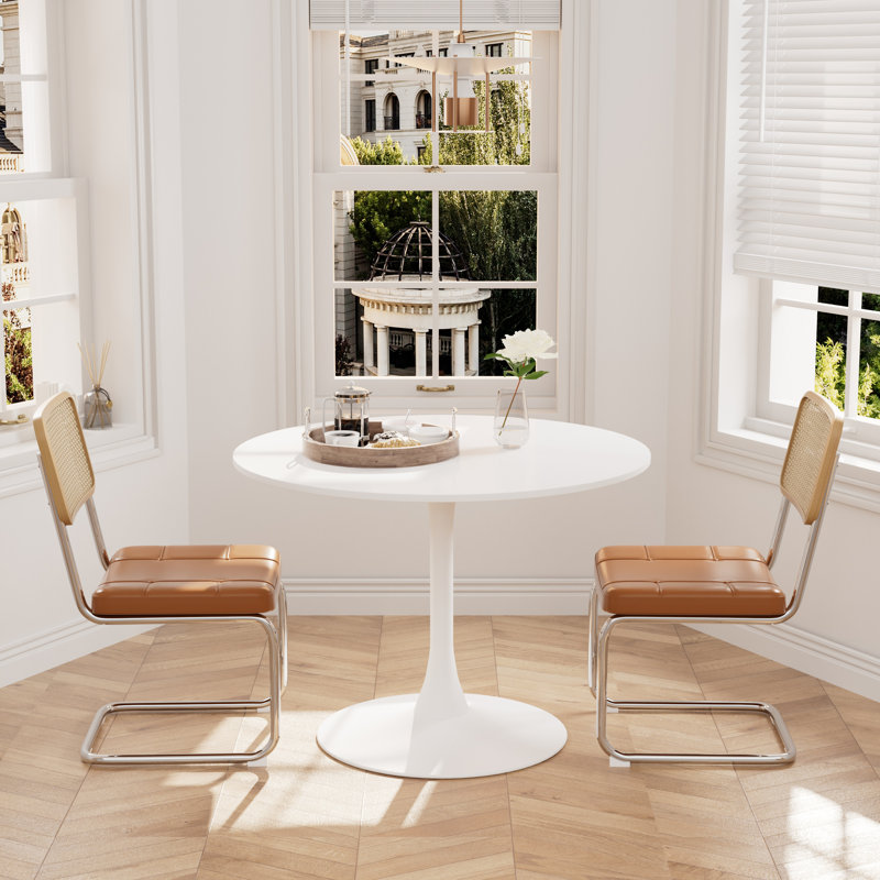 Ensemble de table de salle à manger 3 pièces Modern, Brun, Blanc