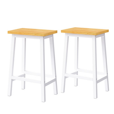 De 2 chaises de bar en bois massif, 25,6 po de hauteur, blanc, repose-pieds de style pour les tabourets de comptoir à assise décontractée 2, blanc avec repose-pieds, maison moderne