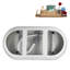 59" Streamline Soaking Glossy White Freestanding Tub With Internal Drain in Polished Brass