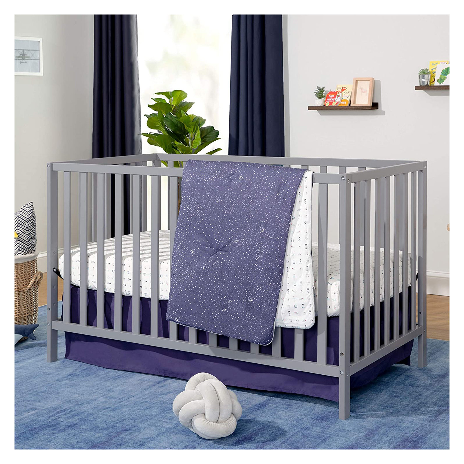 Union 4-in-1 Convertible Crib, Gray