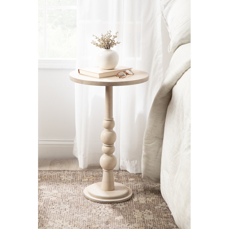 Wooden Round Side Table, White