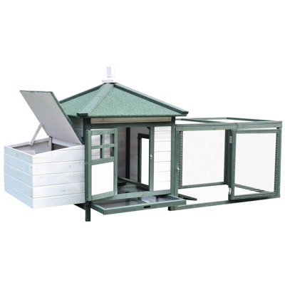 Poulet 77 po, boîte de nidification à charnière, cabane en bois Easy Surface 55 lb, plateau amovible, blanc, hauteur 38,42 po