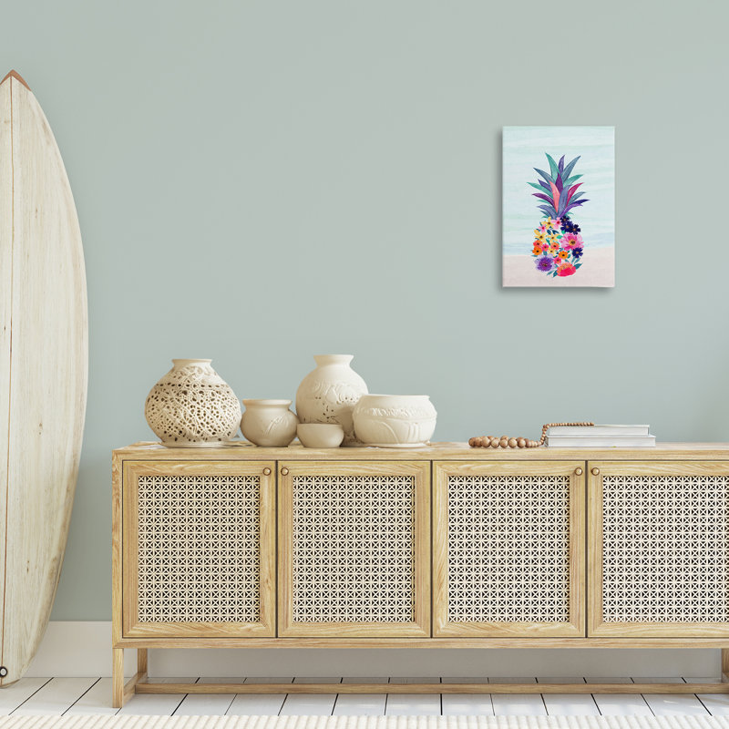 Art floral sur toile, ananas et plage par JJ Design House LLC, H 24 po x l 16 po