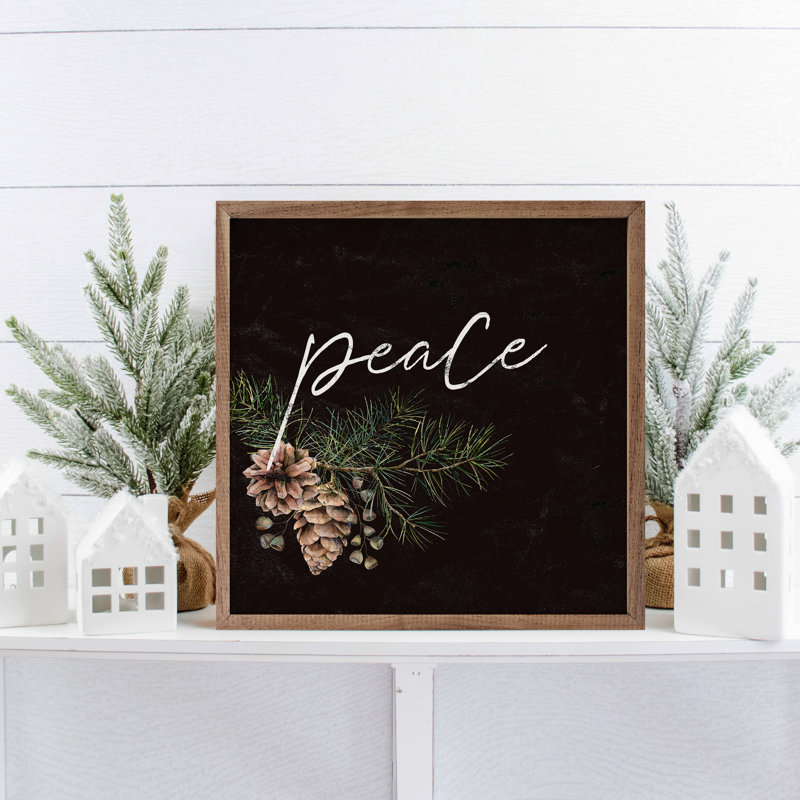 Pinecone Peace Branch - noir, H 12 po x l 12 po