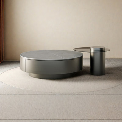 Modern simple round rock plate coffee table