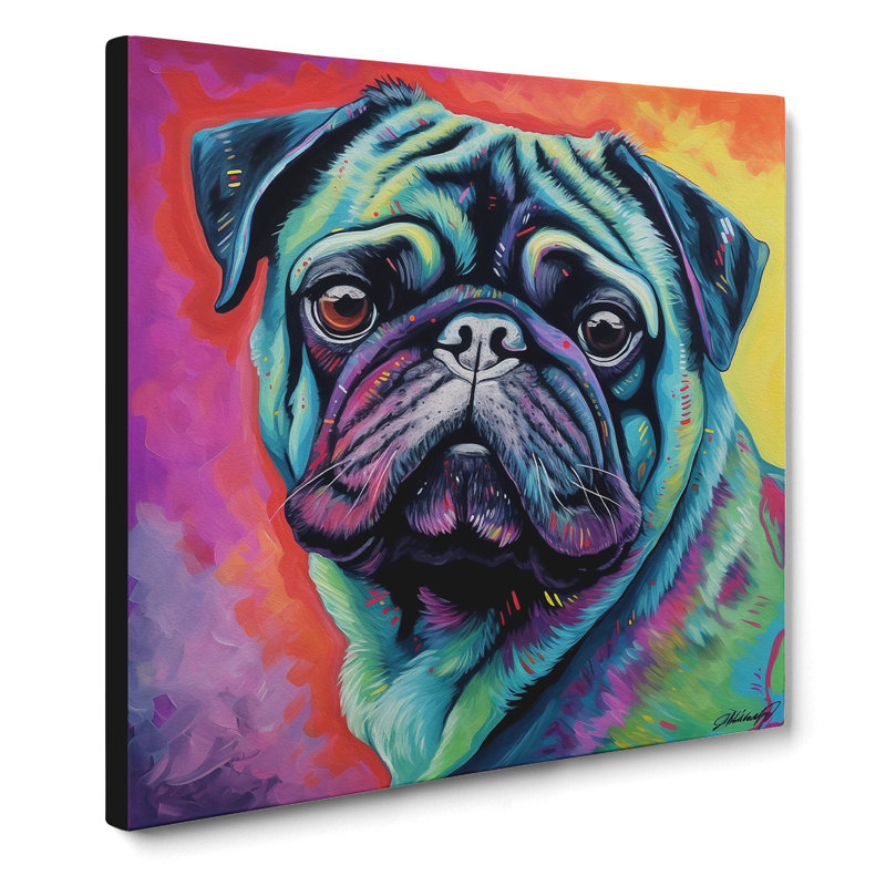 Pug Color Field Painting - Wrapped Canvas, 50cm H x 50cm W x 3cm D
