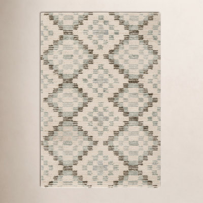 Diamond Cove Green Hand-Tufted Wool Geometric Rug
