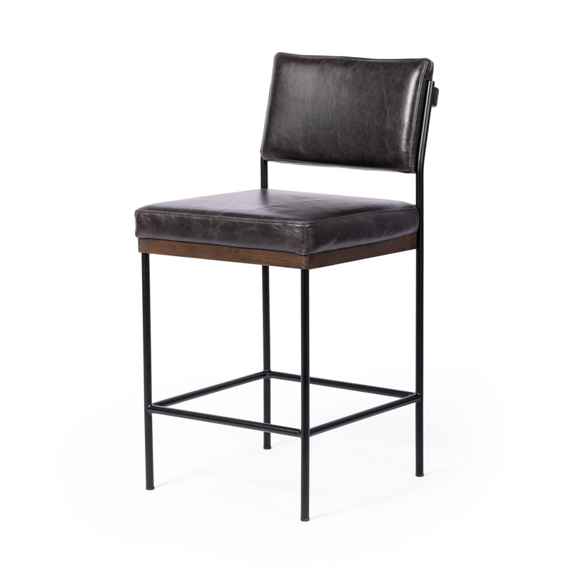 Ashford Stool, Sonoma Black/Genuine Leather, Counter Stool (26.42" Seat Height)