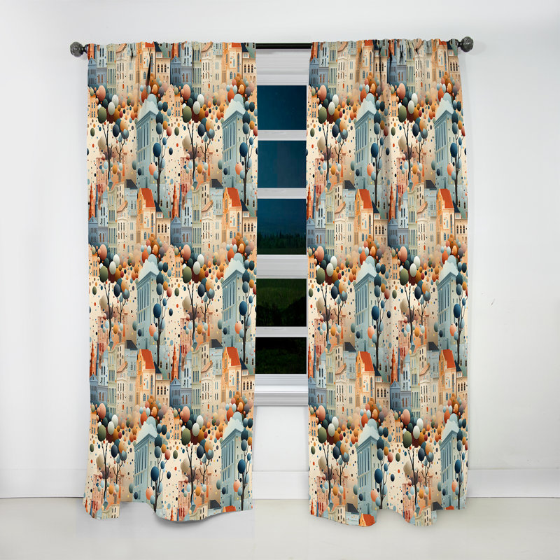 Rideau obscurcissant à motif abstrait à motifs architecturaux II - 1 panneaux, 52" W x 63" L