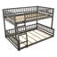 Lit double superposé au-dessus d'un grand lit double gris - Supporte les matelas sans glissières avec barrières de sécurité pour éviter les accidents pendant le sommeil