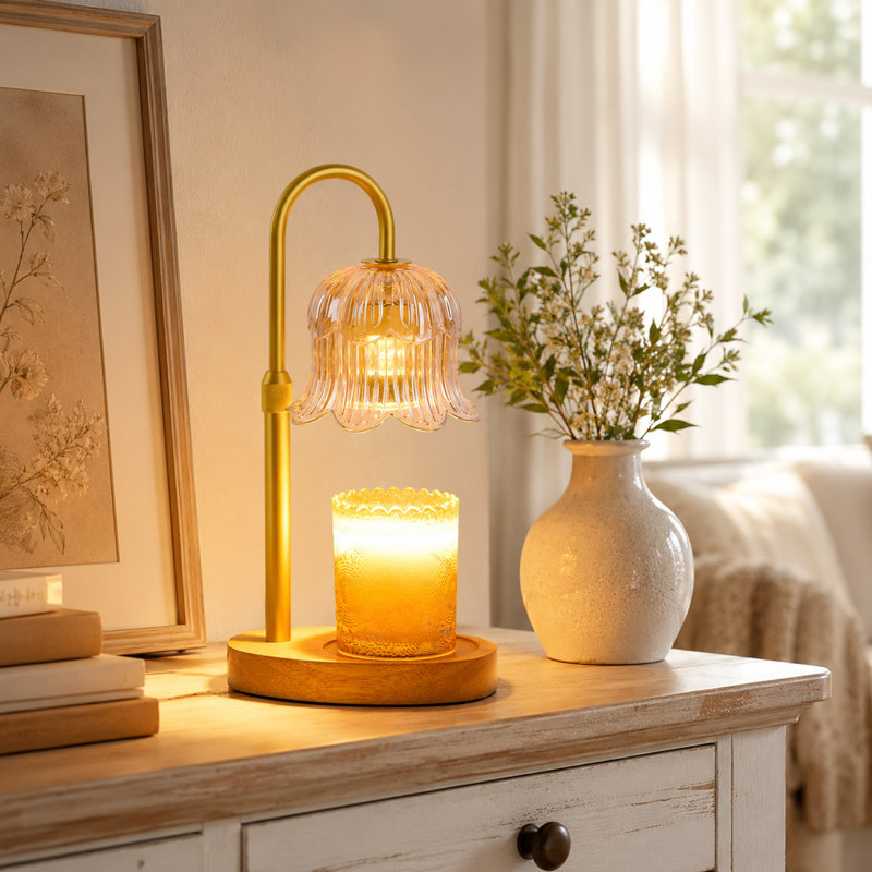 Flower Candle Warmer Lamp, Timer and Dimmable Light